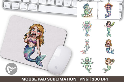 Mouse Pad Awkward Alien Mermaids Sublimation artnoy 