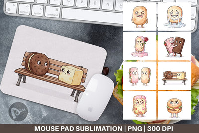 Mouse Pad Awkward Ice Cream Date Watercolor Sublimation artnoy 