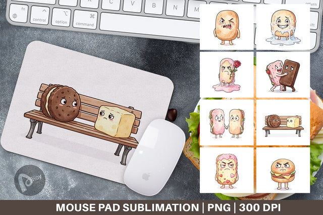 Mouse Pad Awkward Ice Cream Date Watercolor Sublimation artnoy 