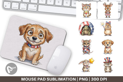 Mouse Pad Awkward Patriotic Animals Watercolor Sublimation artnoy 