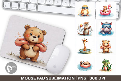 Mouse Pad Awkward Pool Animals Sublimation artnoy 