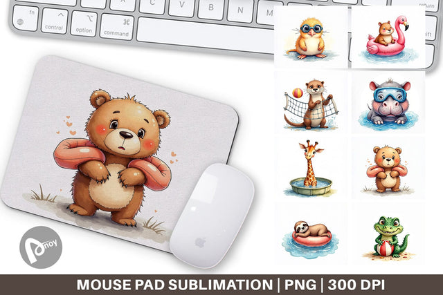 Mouse Pad Awkward Pool Animals Sublimation artnoy 