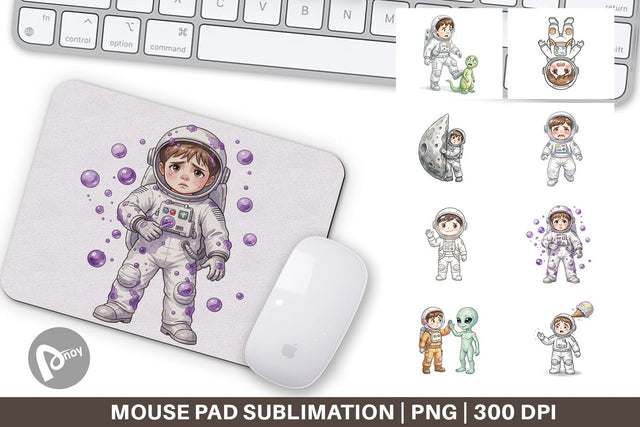 Mouse Pad Awkward Space Kid Watercolor Sublimation artnoy 