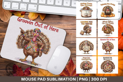 Mouse Pad Awkward Turkey Retro Watercolor Sublimation artnoy 