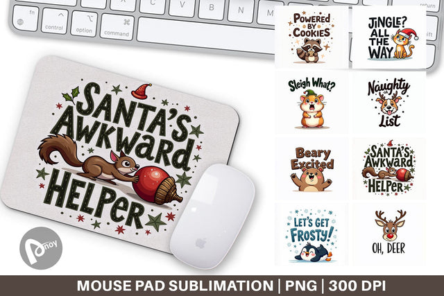 Mouse Pad Awkwardly Festive Critters: Ugly Cute Animal Quotes Sublimation artnoy 