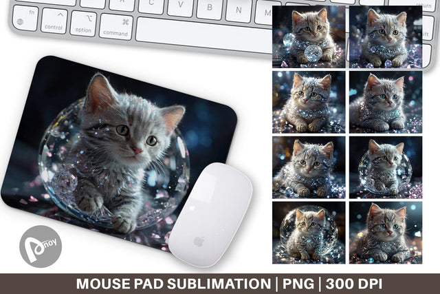 Mouse Pad Baby Cat Glitter Sublimation artnoy 