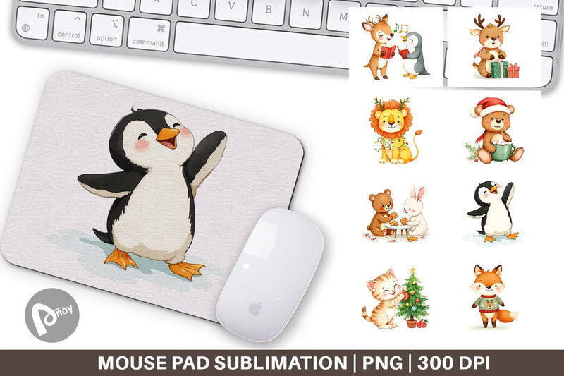 Mouse Pad Baby Christmas Animals Sublimation artnoy 