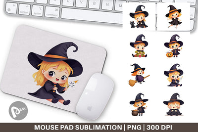 Mouse Pad Baby Witch Halloween Sublimation artnoy 