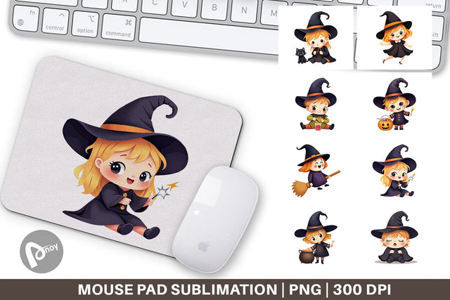 Mouse Pad Baby Witch Halloween Sublimation artnoy 