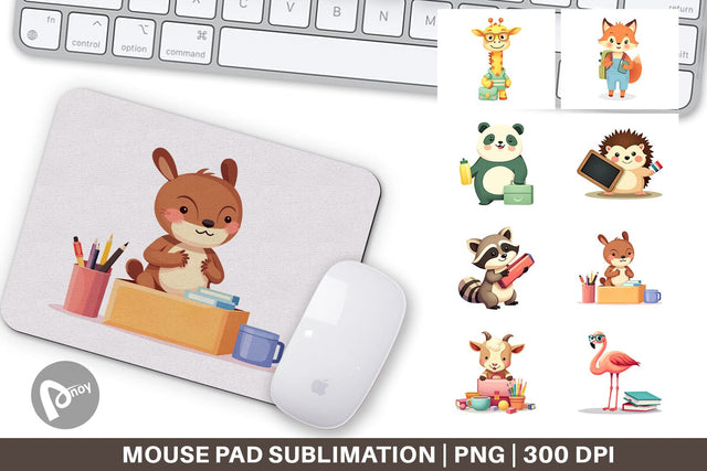 Mouse Pad Back to School Animals Sublimation artnoy 