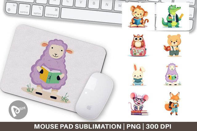 Mouse Pad Back to School Animals Sublimation artnoy 