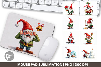 Mouse Pad Bah Humbug Gnomes: A Sarcastic Watercolor Sublimation artnoy 