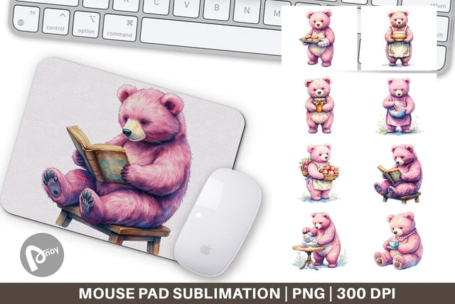 Mouse Pad Baking Mama Bear Watercolor Sublimation artnoy 