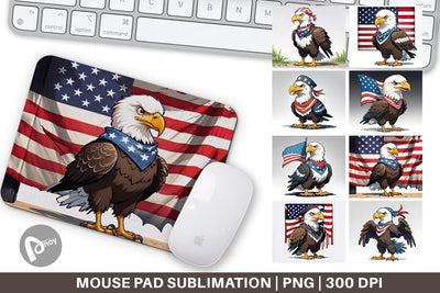 Mouse Pad Bald Eagle 4th of July Sublimation artnoy 