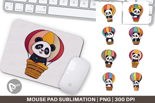 Mouse Pad Balloon Panda Sublimation artnoy 