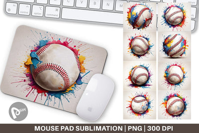 Mouse Pad Baseball Paint Splashes Sublimation artnoy 