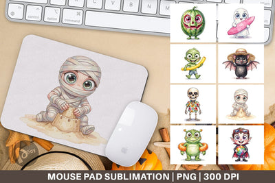 Mouse Pad Beach Boo Bash Summerween Watercolor Sublimation artnoy 
