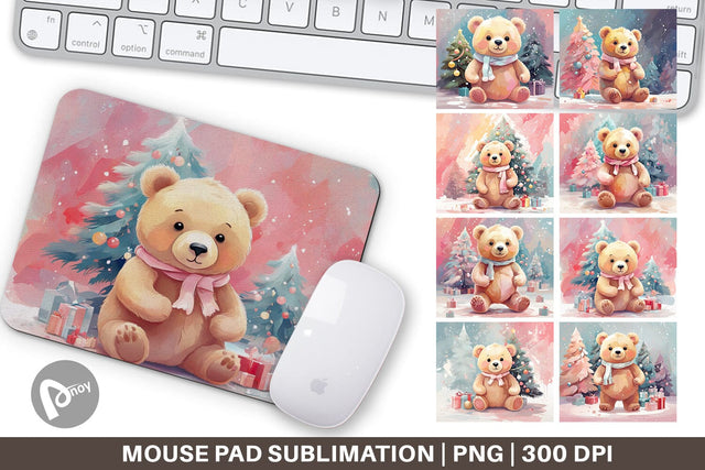 Mouse Pad Bear Christmas Painting Sublimation artnoy 