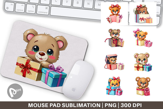 Mouse Pad Bear Cub Gift Sublimation artnoy 