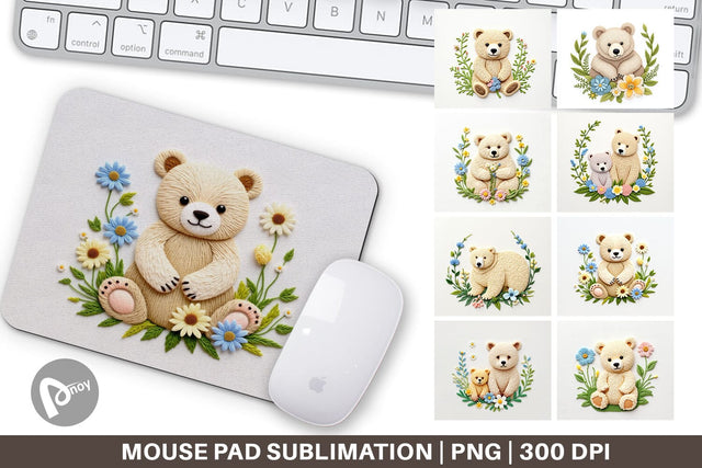 Mouse Pad Bear Embroidery Sublimation artnoy 