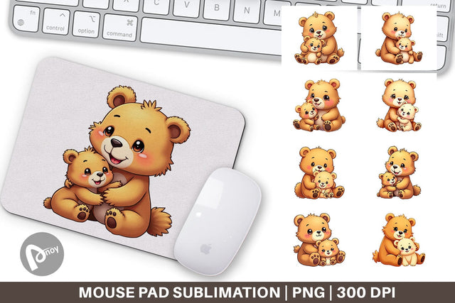 Mouse Pad Bear Mother's Day Sublimation artnoy 