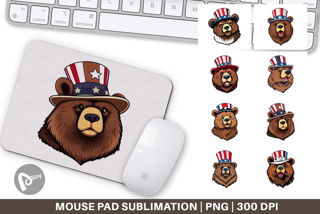 Mouse Pad Bear Patriotic Sublimation artnoy 