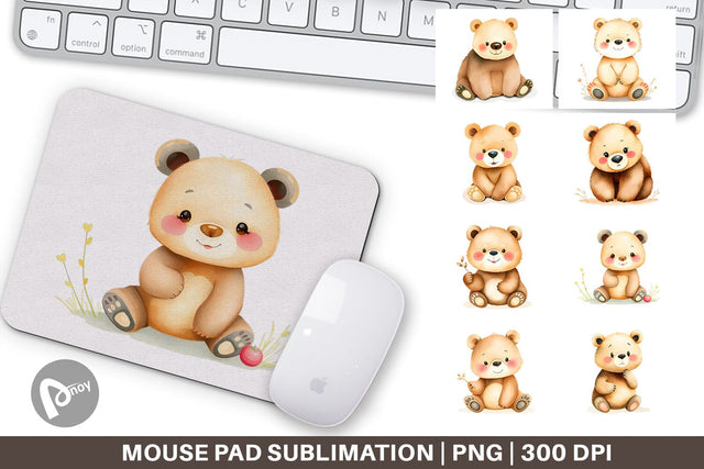 Mouse Pad Bear Wildlife Sublimation artnoy 