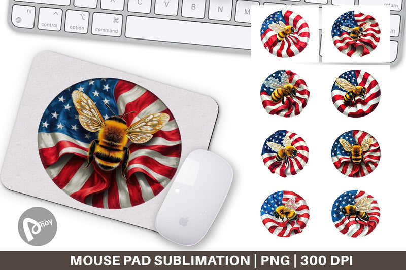 Mouse Pad Bee 4th of July Sublimation artnoy 