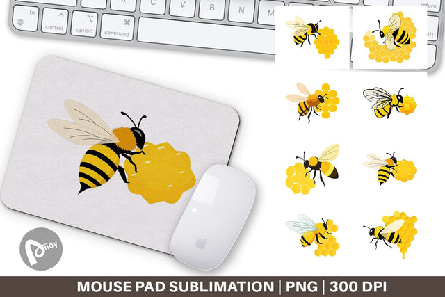 Mouse Pad Bee and Honeycomb Sublimation artnoy 
