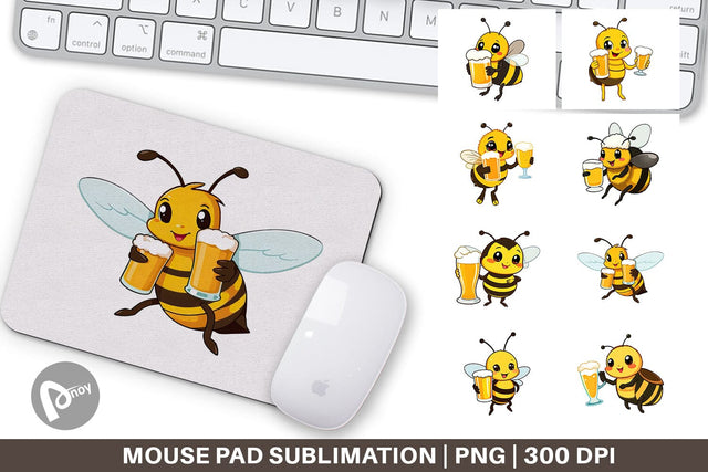 Mouse Pad Bee Beer Day Sublimation artnoy 