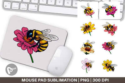Mouse Pad Bee on Flower Sublimation artnoy 