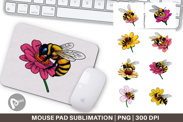 Mouse Pad Bee on Flower Sublimation artnoy 