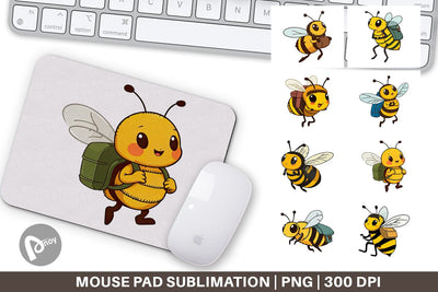 Mouse Pad Bee with Backpack Sublimation artnoy 