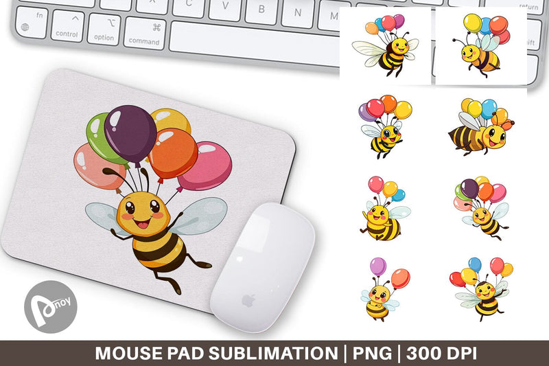 Mouse Pad Bee with Balloons Sublimation artnoy 