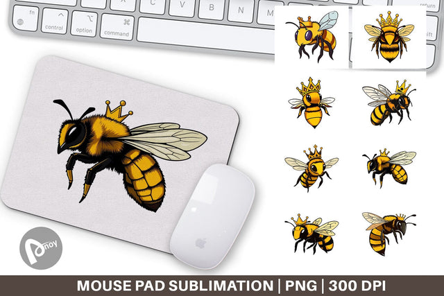 Mouse Pad Bee with Crown Sublimation artnoy 