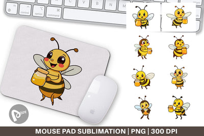 Mouse Pad Bee with Honey Jar Sublimation artnoy 