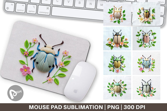Mouse Pad Beetle Embroidery Sublimation artnoy 