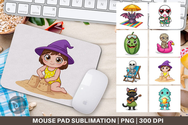 Mouse Pad Big Eye Summerween Beach Party Sublimation artnoy 