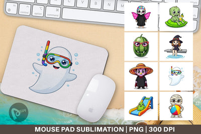 Mouse Pad Big Eye Summerween Pool Party Sublimation artnoy 