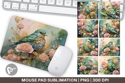 Mouse Pad Bird and Botanical Sublimation artnoy 