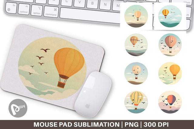 Mouse Pad Bird Hot Air Balloon Sublimation artnoy 