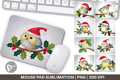 Mouse Pad Bird on Holly Branch Sublimation artnoy 