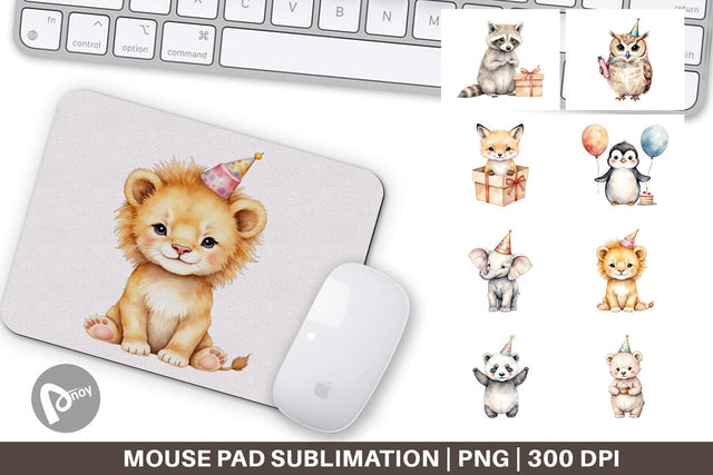 Mouse Pad Birthday Baby Beasts Sublimation artnoy 