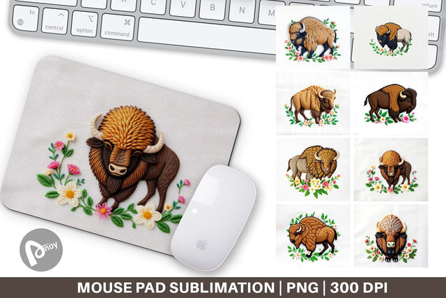 Mouse Pad Bison Embroidery Sublimation artnoy 