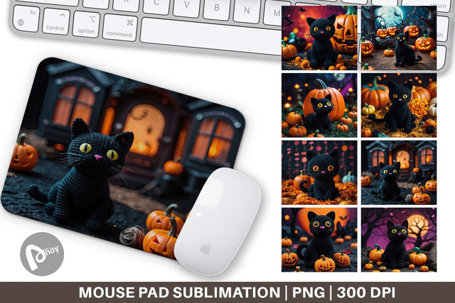 Mouse Pad Black Cat Knitted Sublimation artnoy 