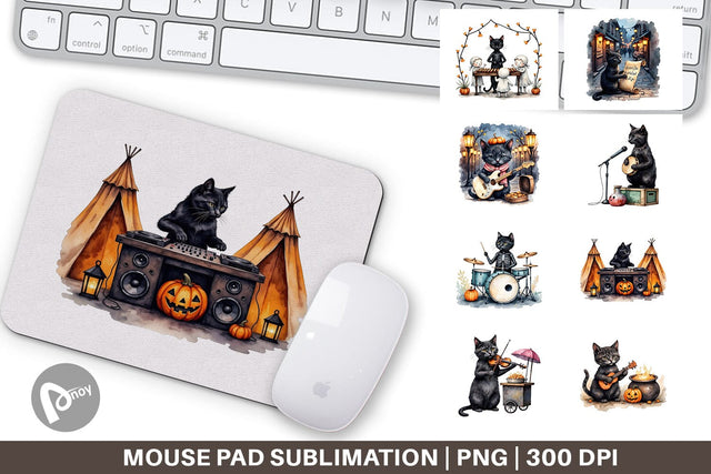 Mouse Pad Black Cat Tunes Sublimation artnoy 