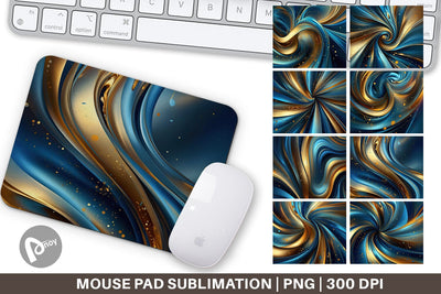 Mouse Pad Blue and Gold Swirl Sublimation artnoy 