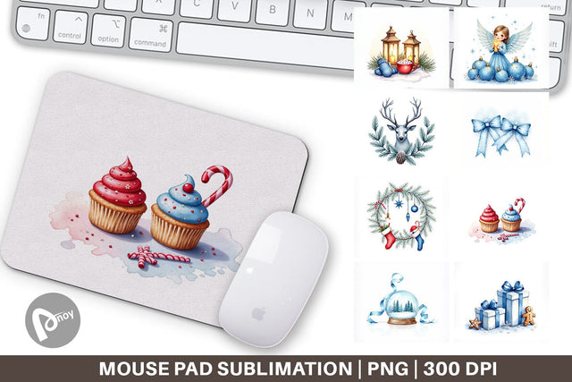 Mouse Pad Blue Christmas Sublimation artnoy 