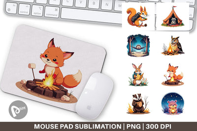 Mouse Pad Boho Camping Animals Sublimation artnoy 