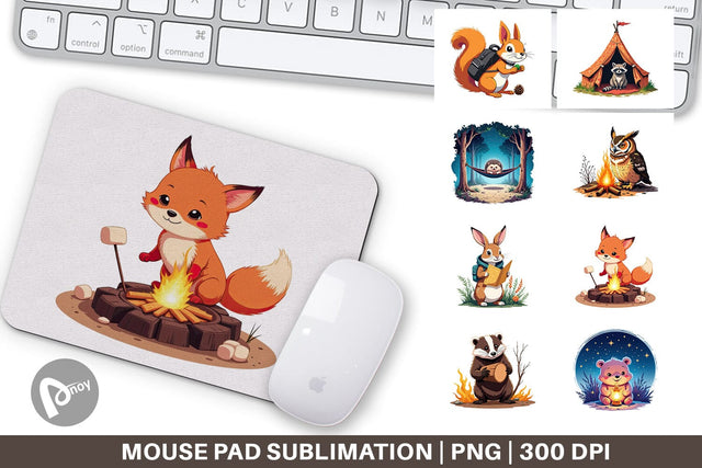 Mouse Pad Boho Camping Animals Sublimation artnoy 